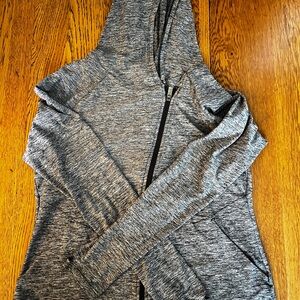 Athleta Women’s Pacifica Pleated Jacket with hood, Size Medium, Heathered Grey